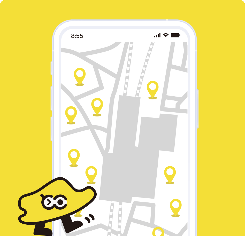 アプリで使える店舗を地図から検索できる画面イメージ