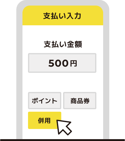 利用者が支払い金額を入力し併用を選択する